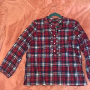 NEW J.Crew Factory Ruffle Red & Blue Flannel Shirt